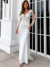Elegant Long Sleeve Embroidered Applique Mermaid Evening Gown